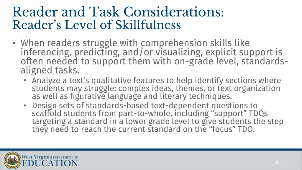 reader and task considerations reader s level