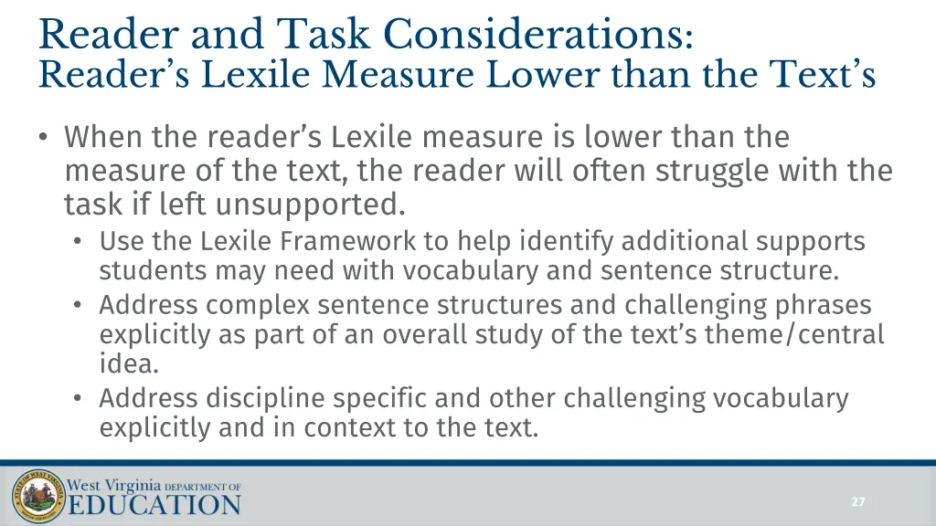 reader and task considerations reader s lexile