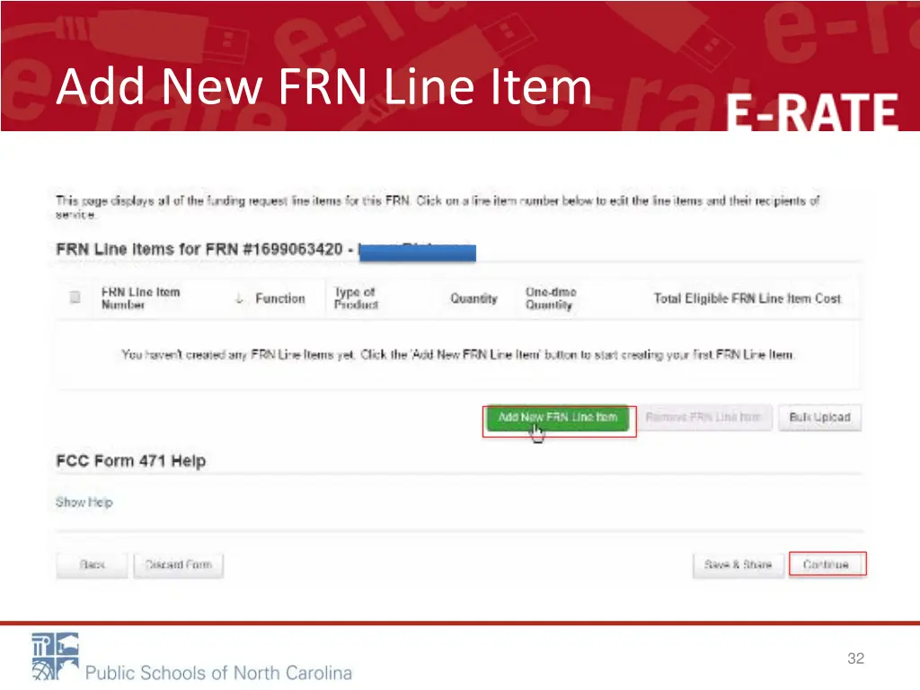 add new frn line item