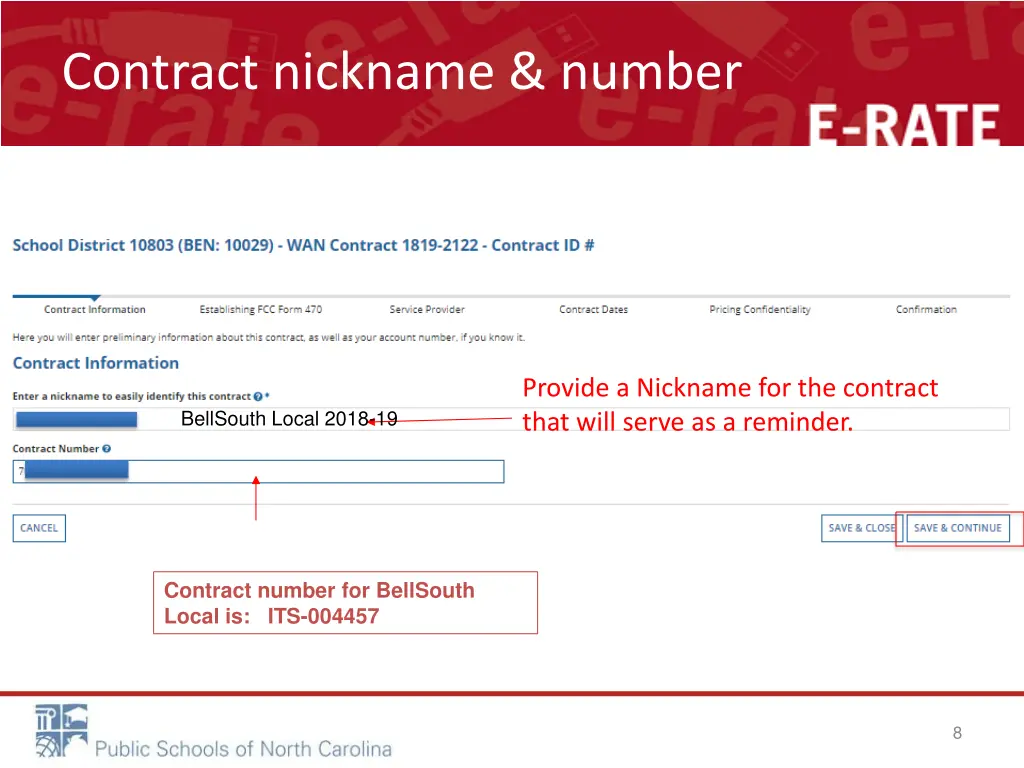 contract nickname number