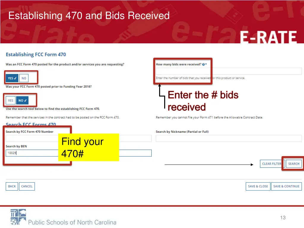 establishing 470 and bids received