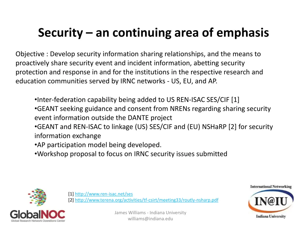 security an continuing area of emphasis