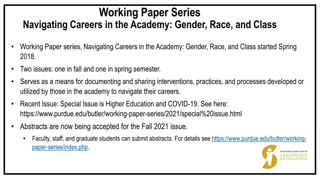 working paper series