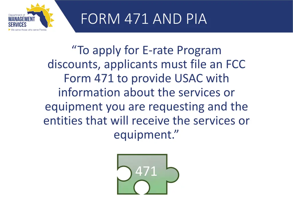 form 471 and pia 1