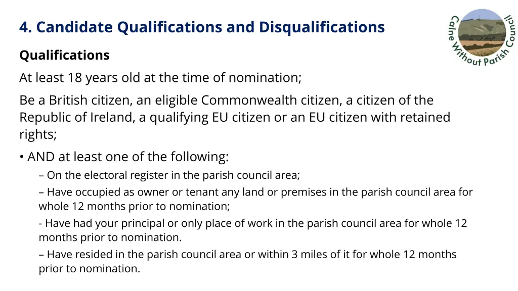 4 candidate qualifications and disqualifications