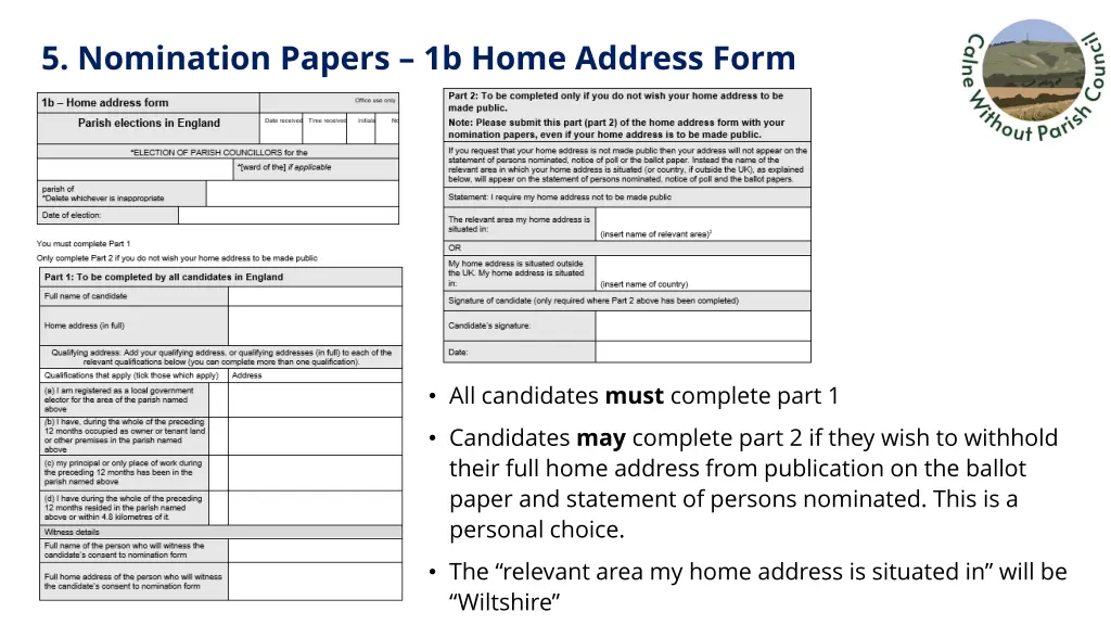 5 nomination papers 1b home address form