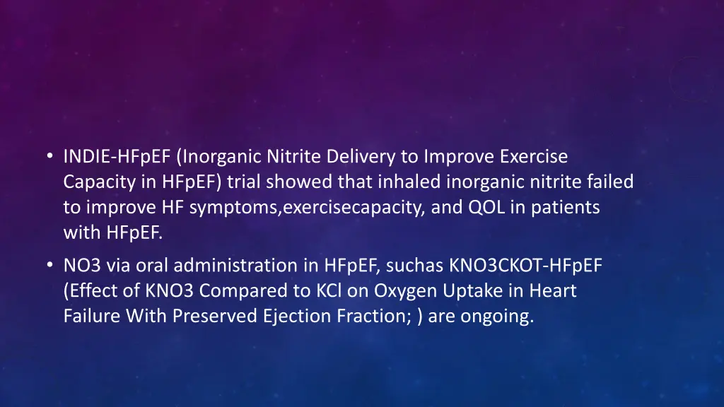 indie hfpef inorganic nitrite delivery to improve
