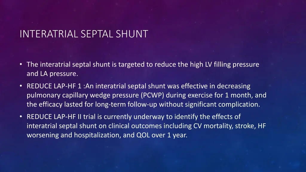 interatrial septal shunt