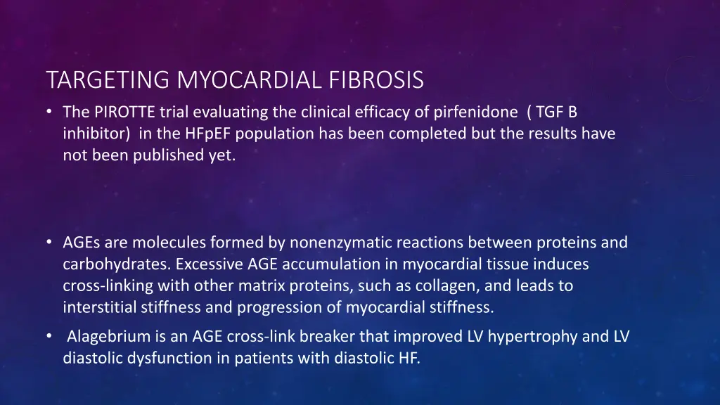 targeting myocardial fibrosis the pirotte trial