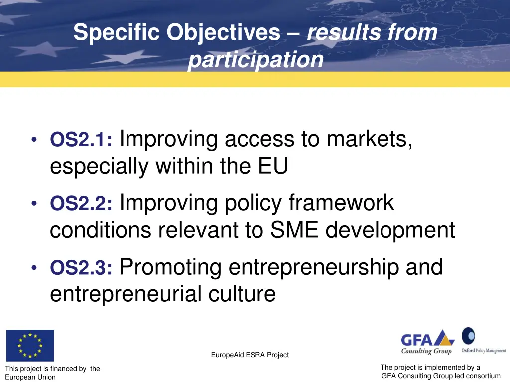 specific objectives results from participation