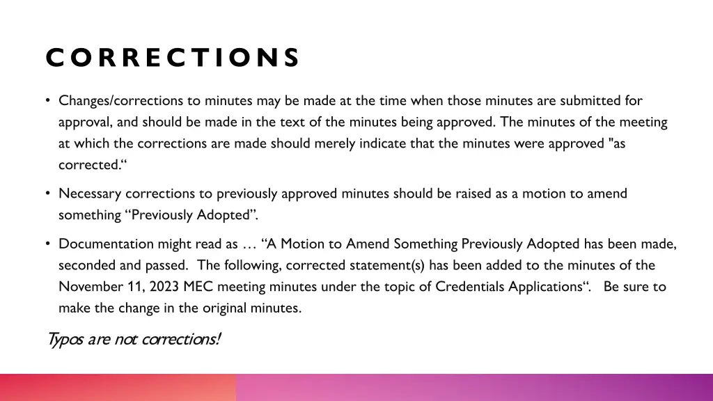 corrections