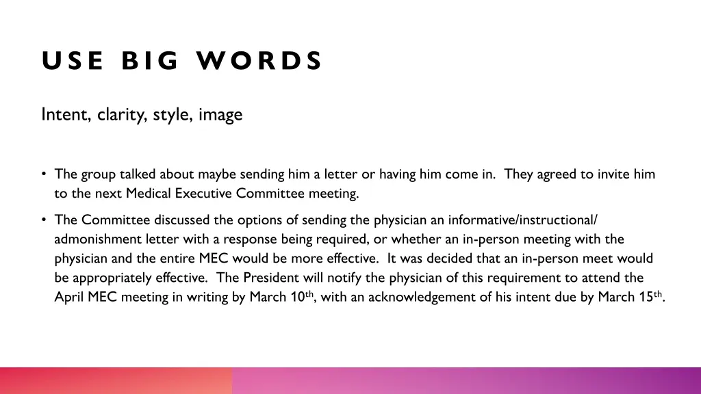use big words intent clarity style image