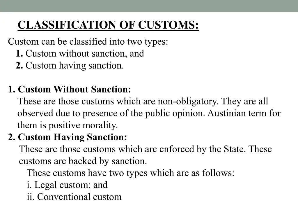 classification of customs