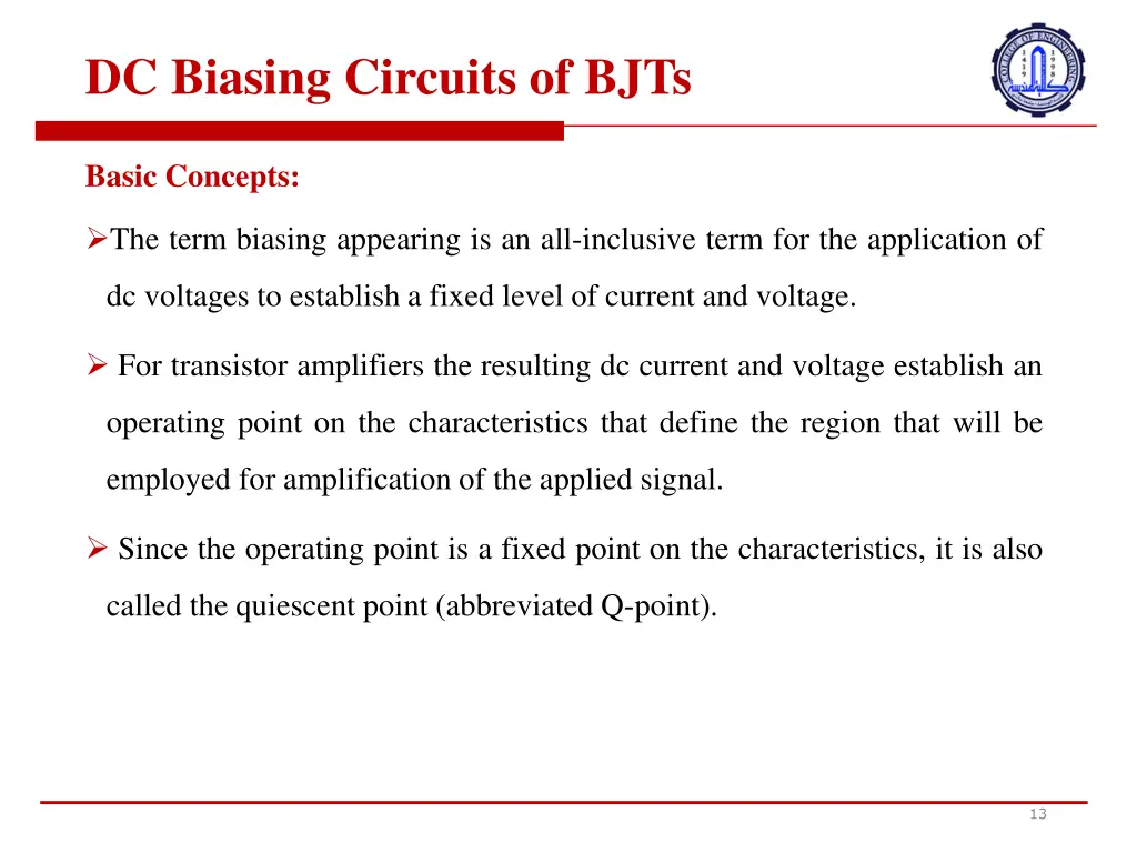 dc biasing circuits of bjts