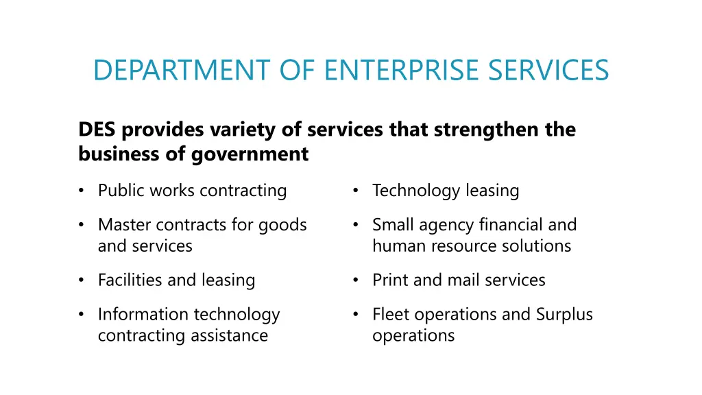 department of enterprise services