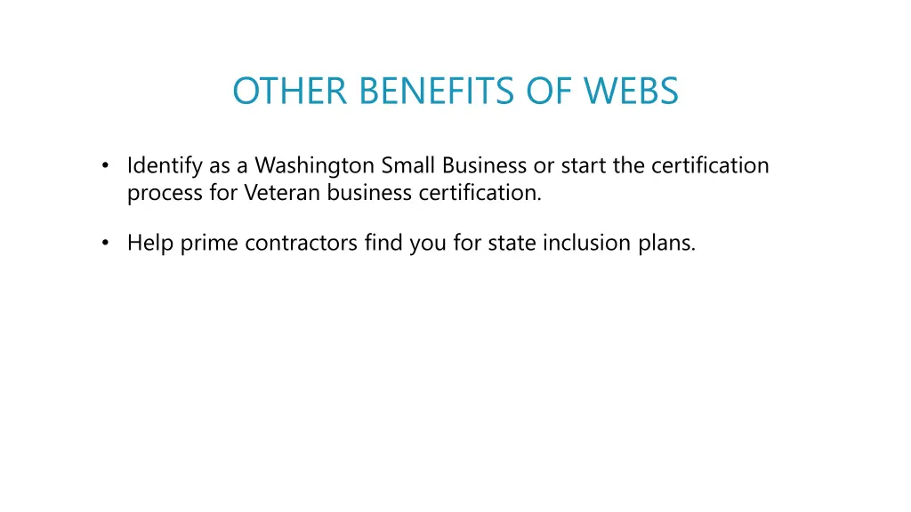 other benefits of webs