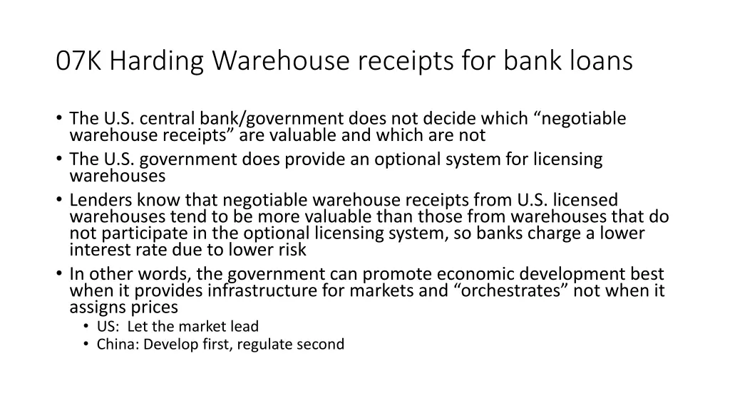07k harding warehouse receipts for bank loans