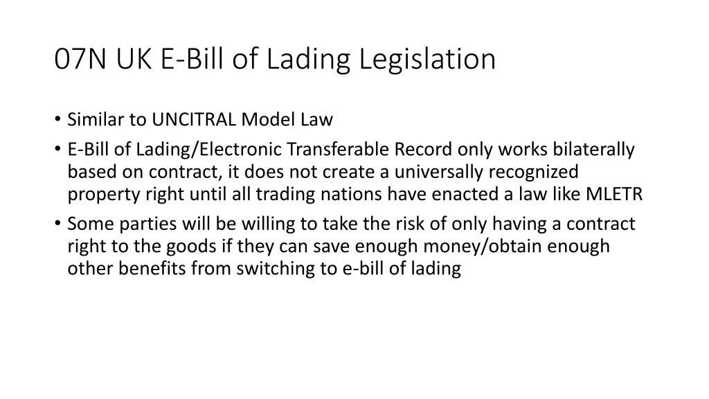 07n uk e bill of lading legislation