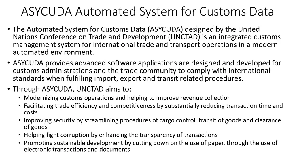 asycuda automated system for customs data
