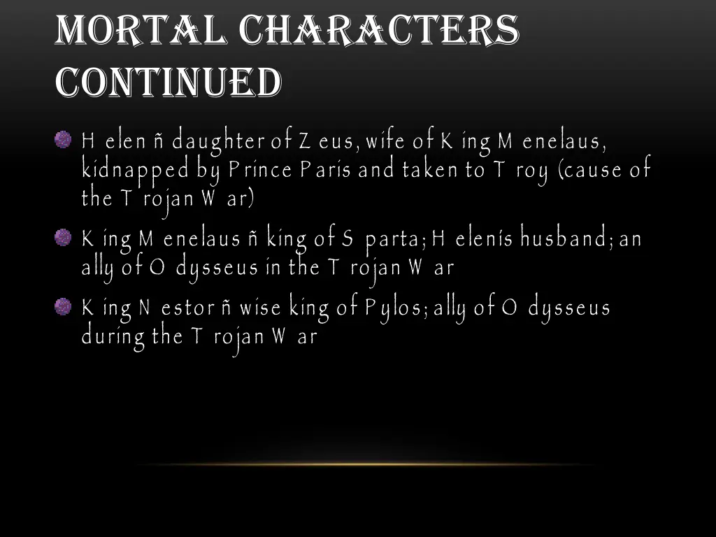 mortal characters continued