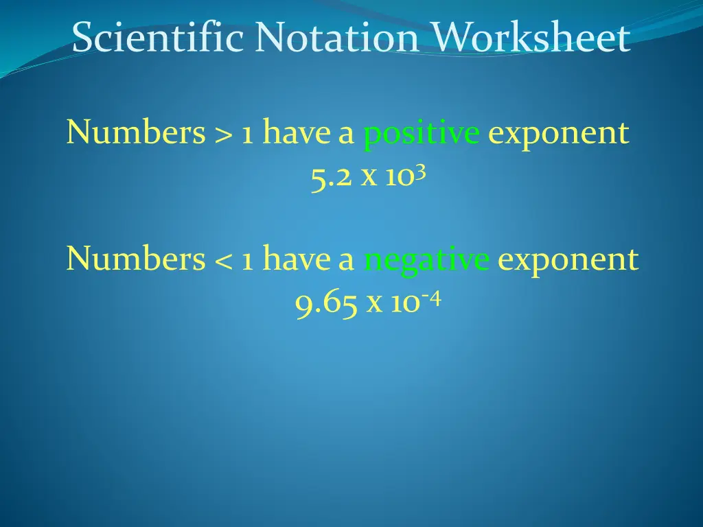scientific notation worksheet