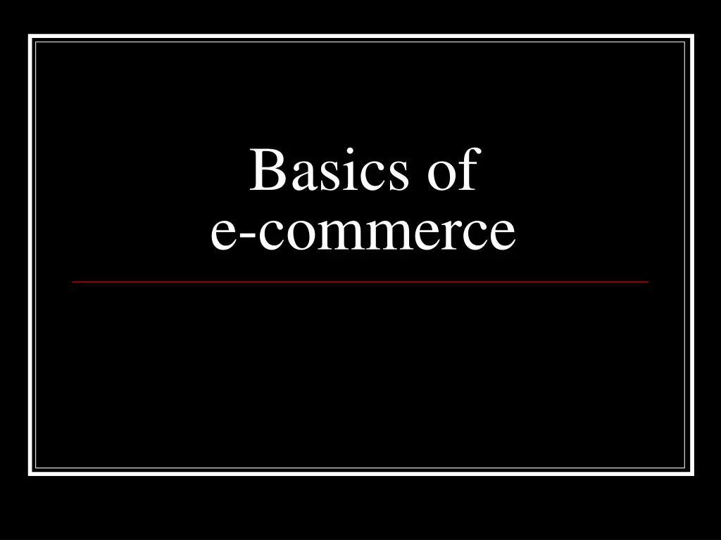 basics of e commerce
