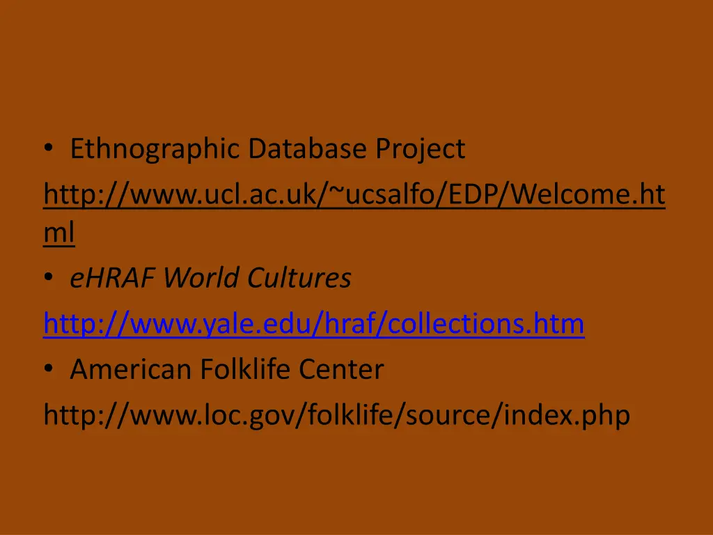 ethnographic database project http