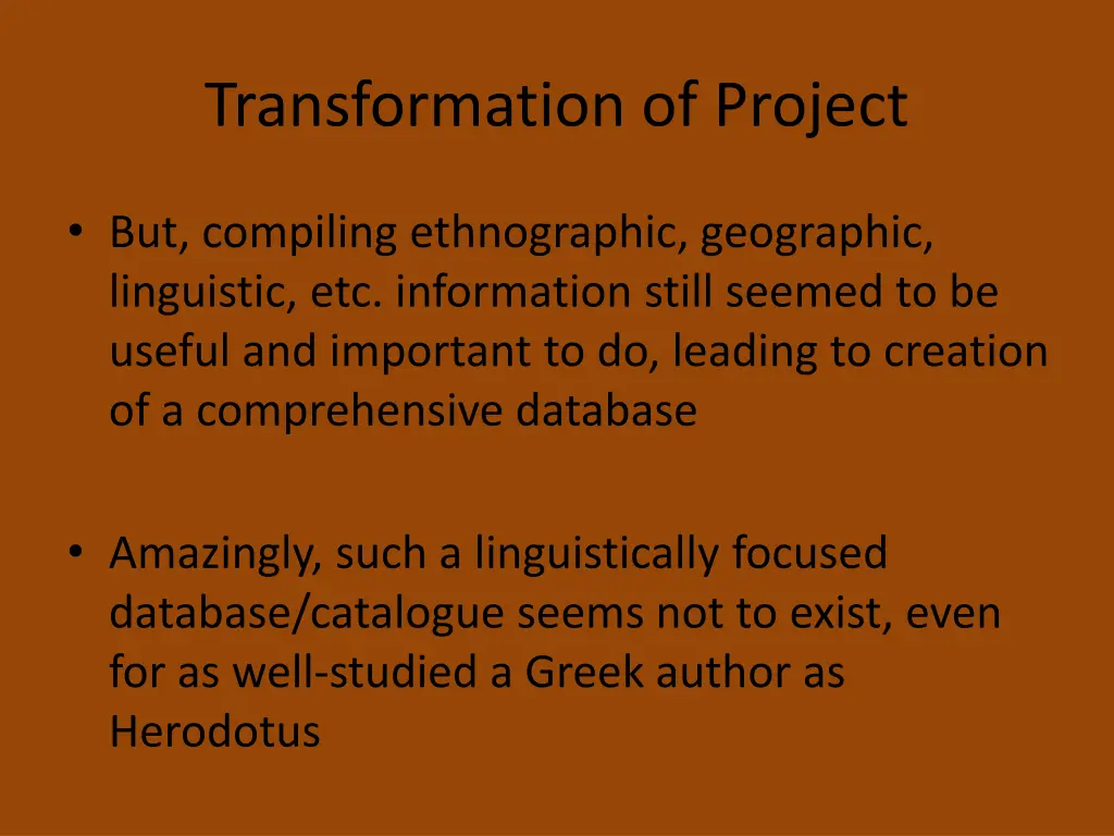 transformation of project