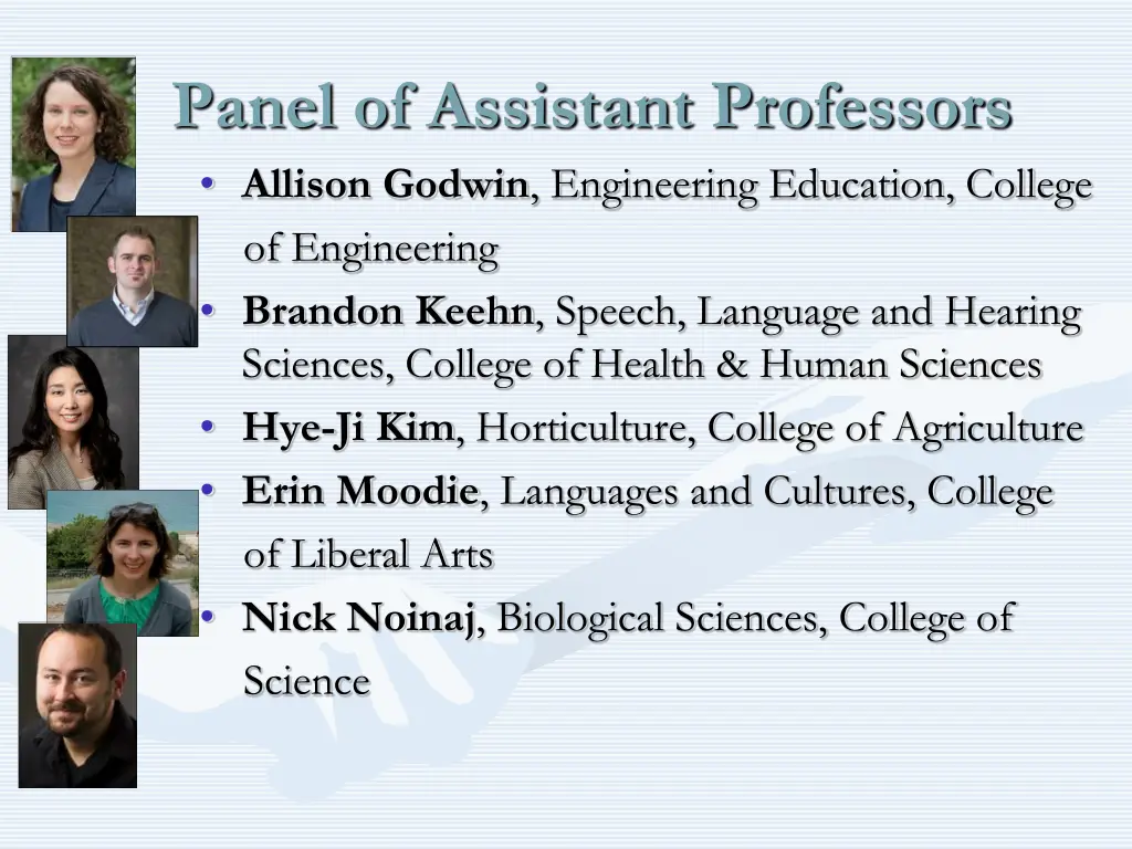 panel of assistant professors allison godwin