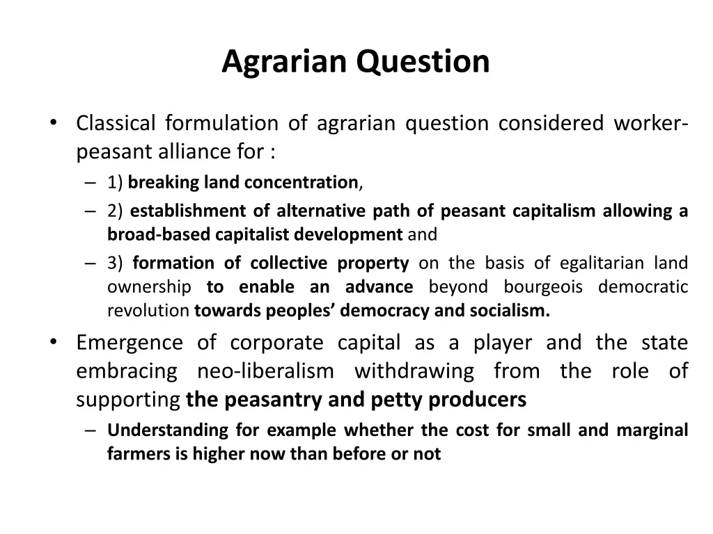 agrarian question