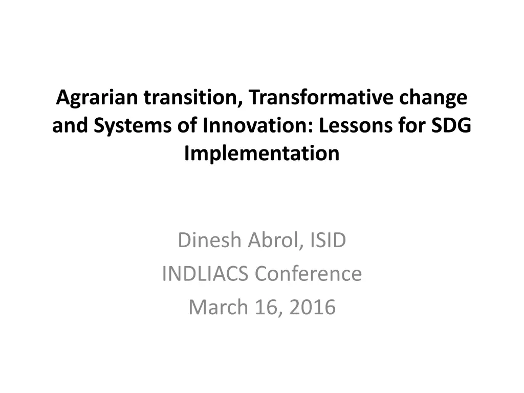 agrarian transition transformative change