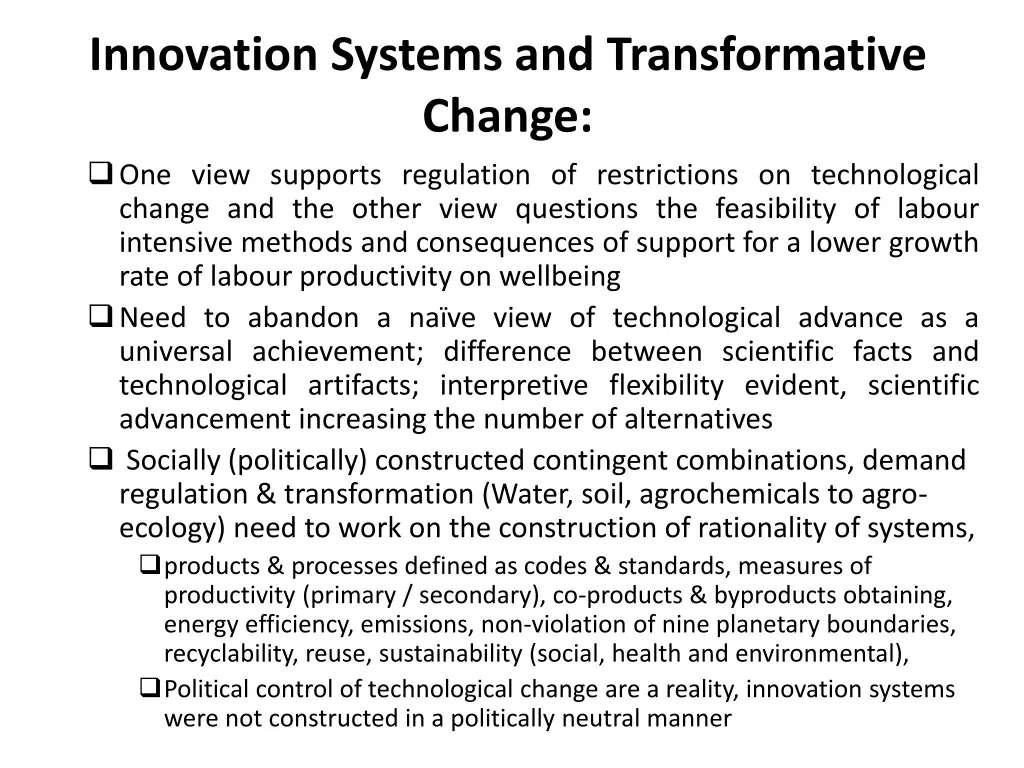 innovation systems and transformative change