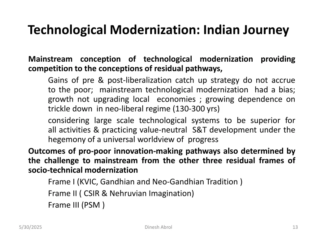 technological modernization indian journey