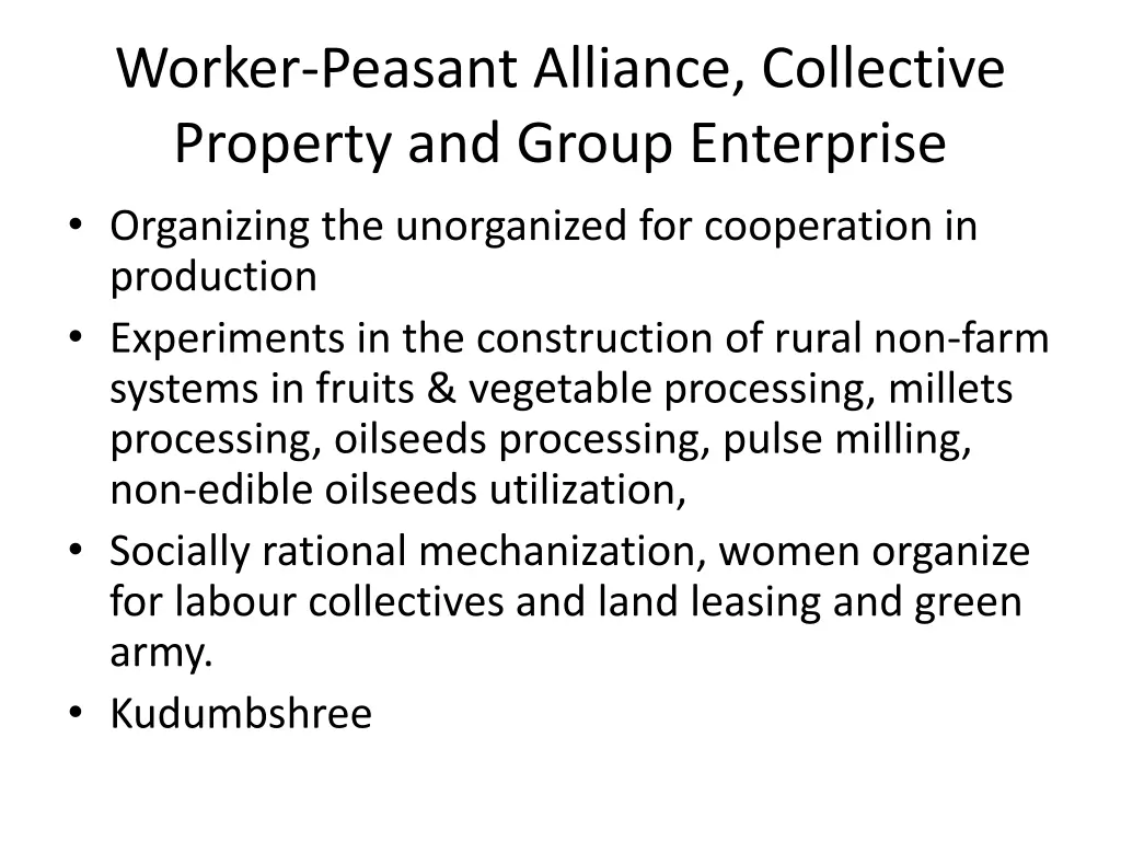 worker peasant alliance collective property