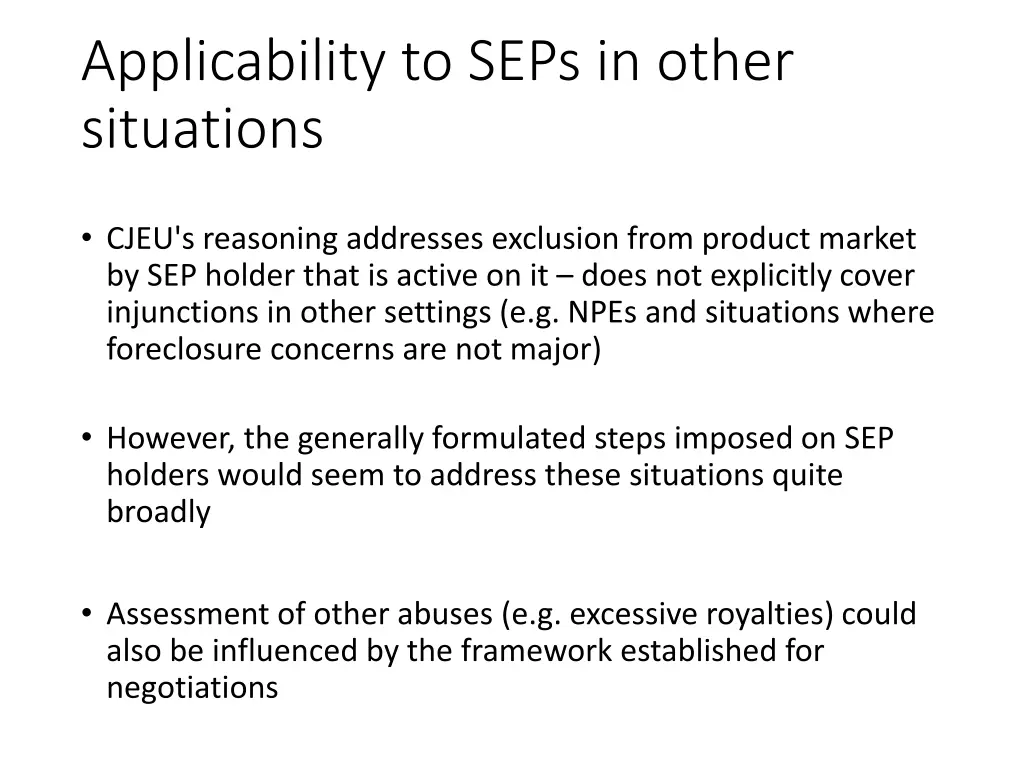 applicability to seps in other situations