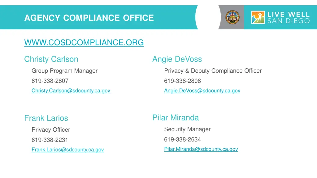 agency compliance office