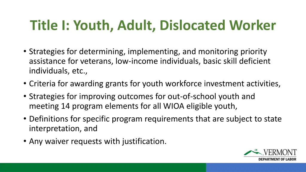 title i youth adult dislocated worker 1