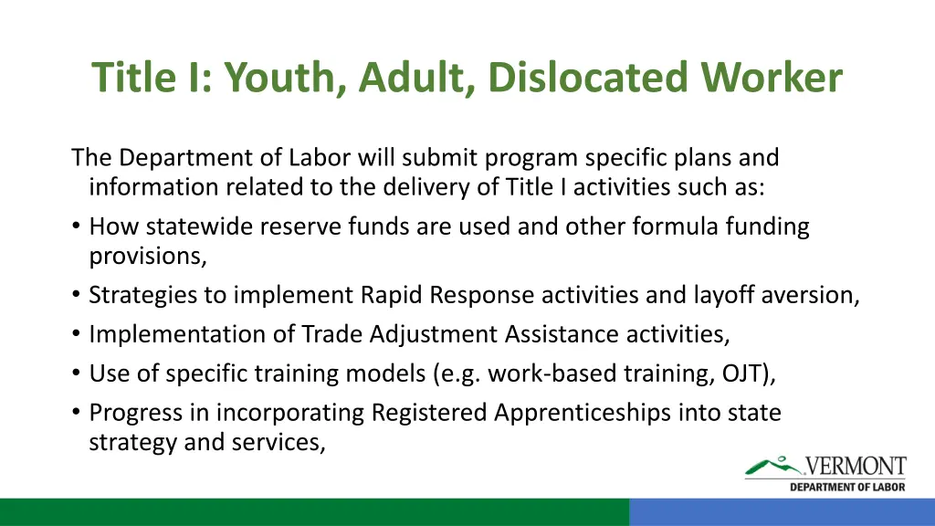 title i youth adult dislocated worker