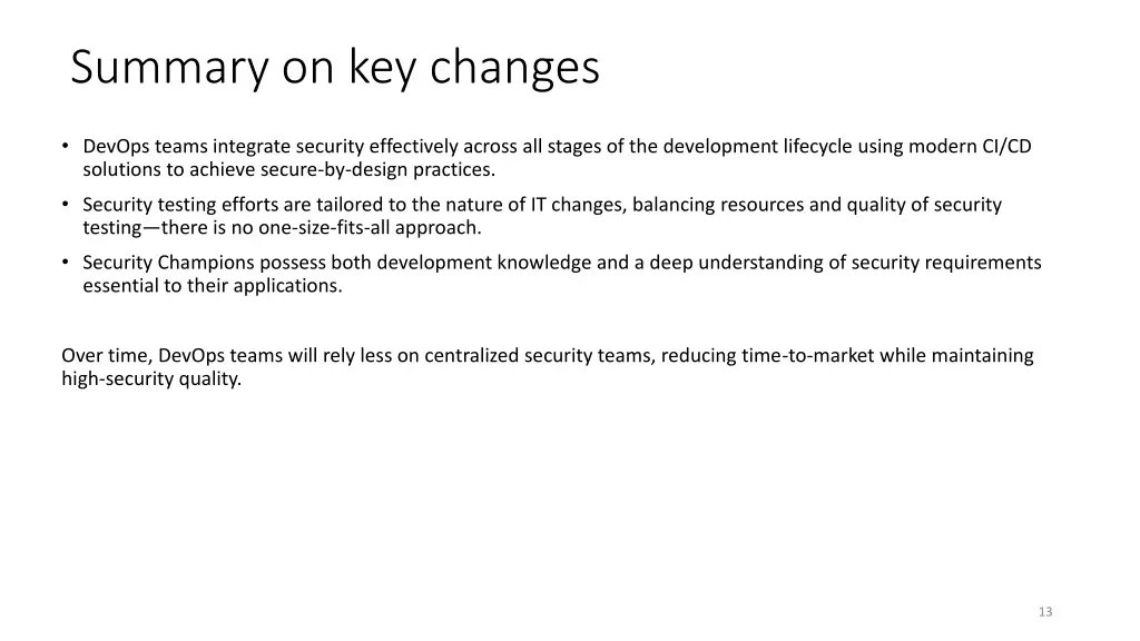 summary on key changes