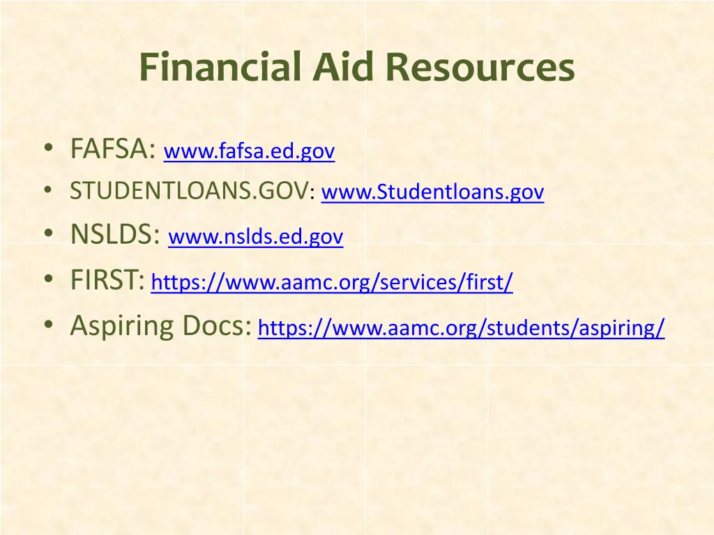 financial aid resources