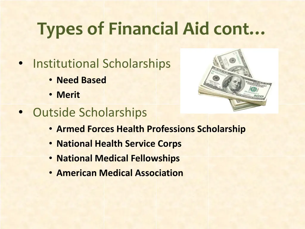 types of financial a id cont