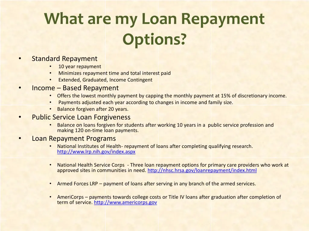 what are my loan repayment options