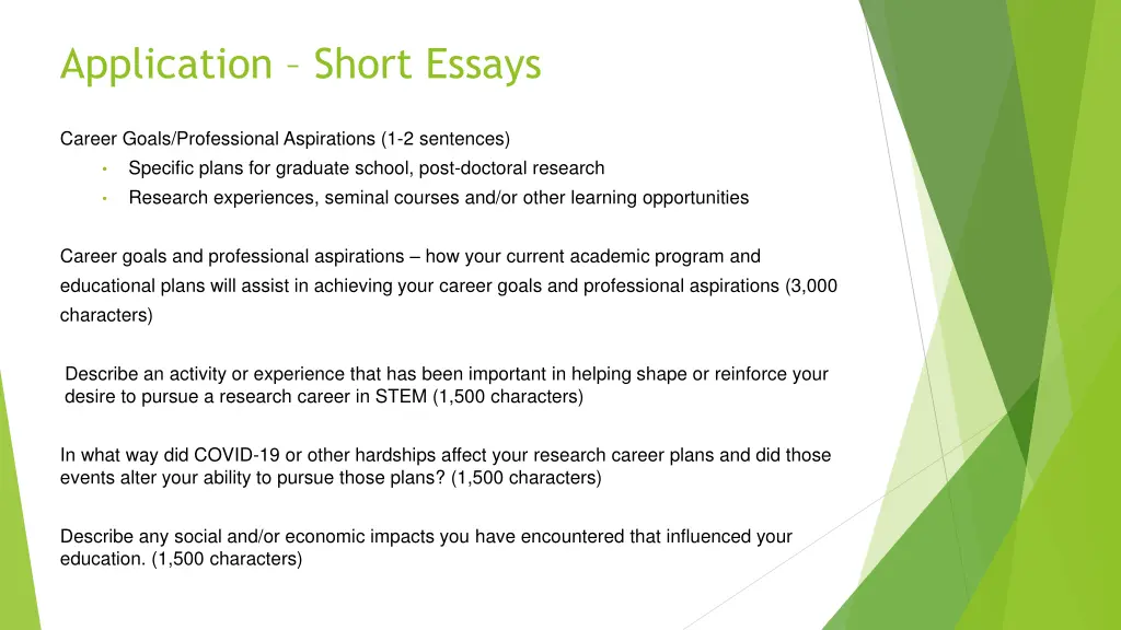 application short essays
