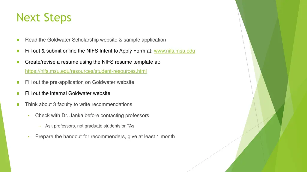 next steps