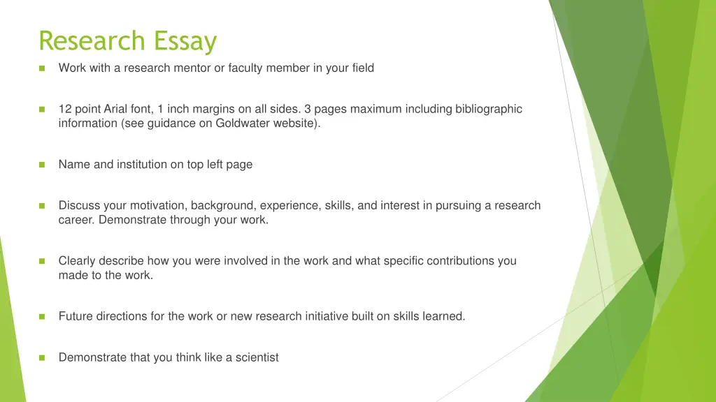research essay work with a research mentor