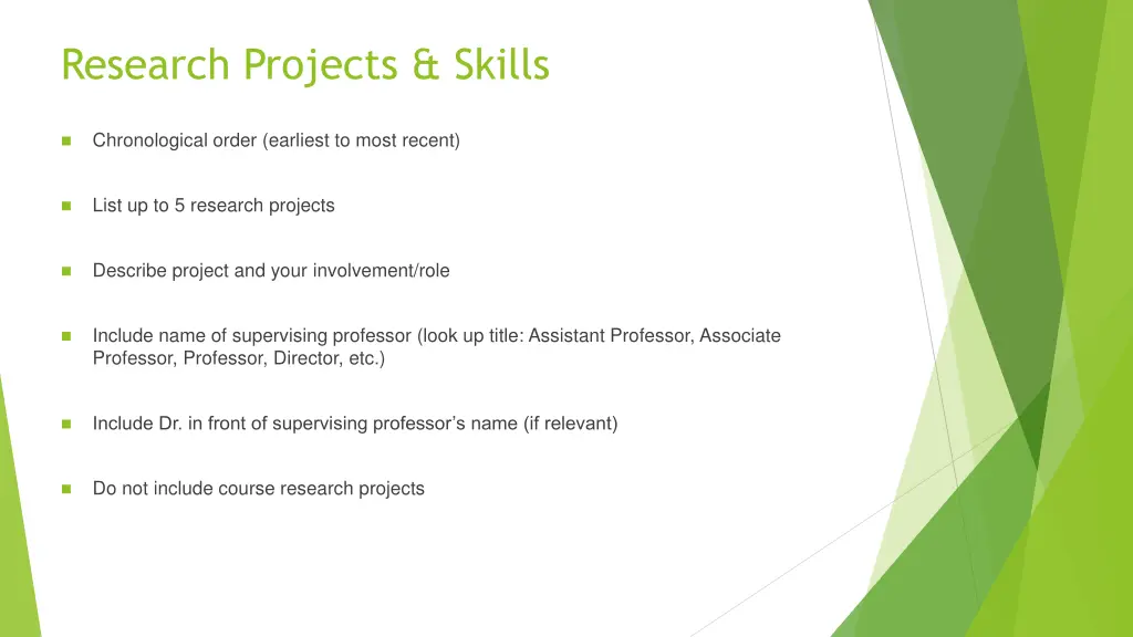 research projects skills