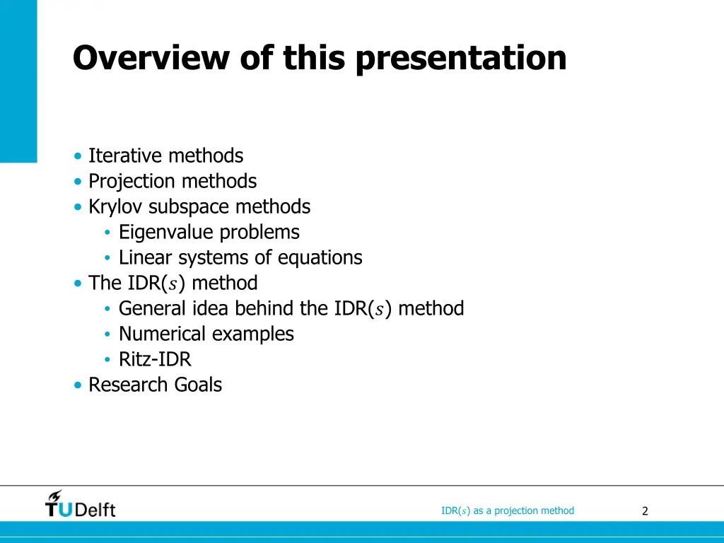 overview of this presentation