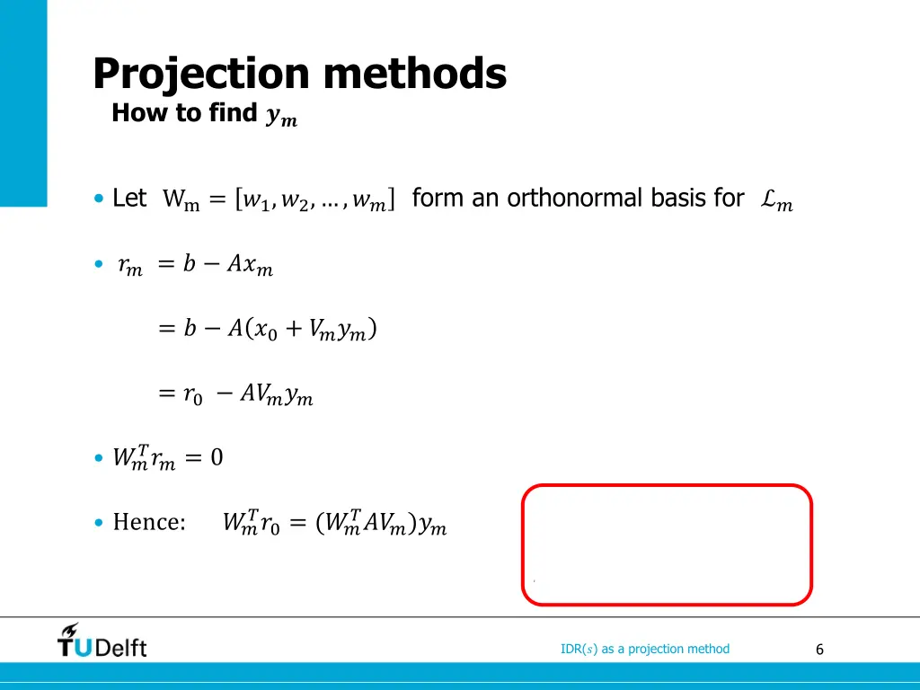projection methods how to find