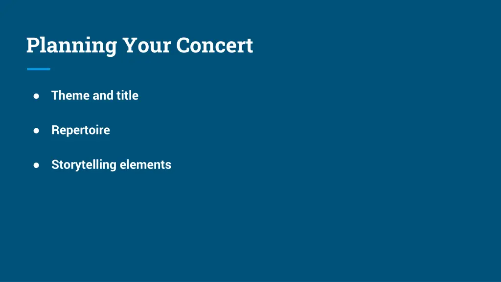 planning your concert
