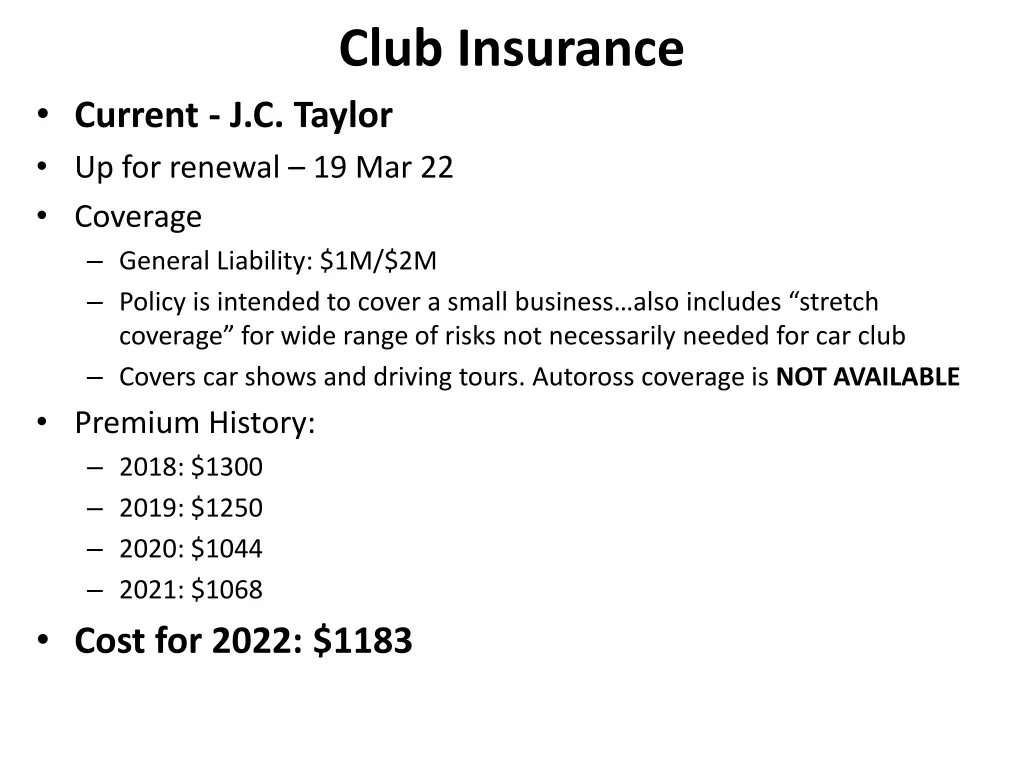 club insurance